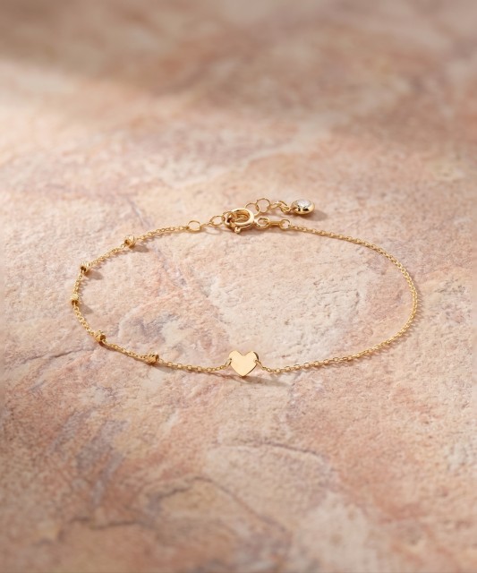 Gold bracelet with zirconia clasp “Heart”