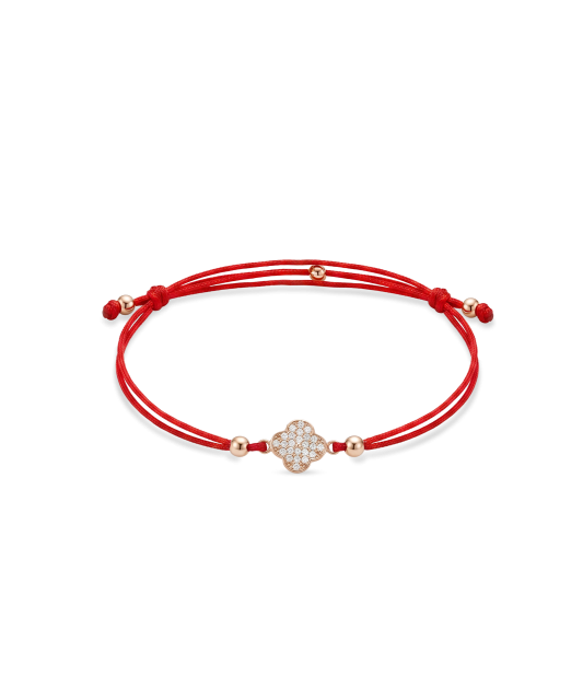 Red string bracelet with gold zirconia pendant