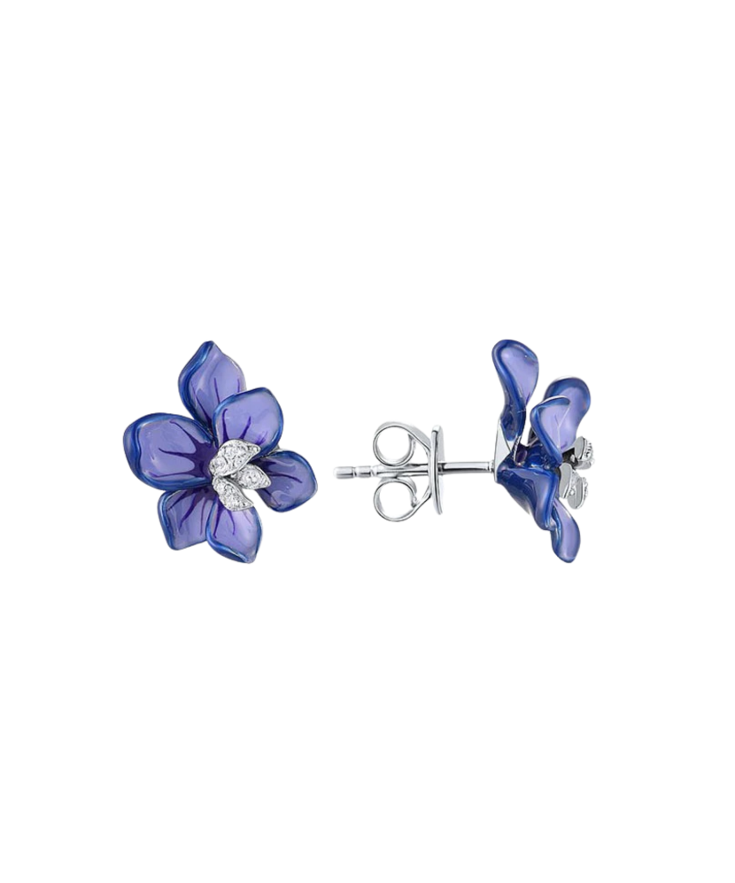 Sterling silver earrings with zircons and enamel