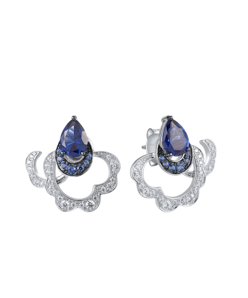 Sterling Silver earrings with zircons and spinels