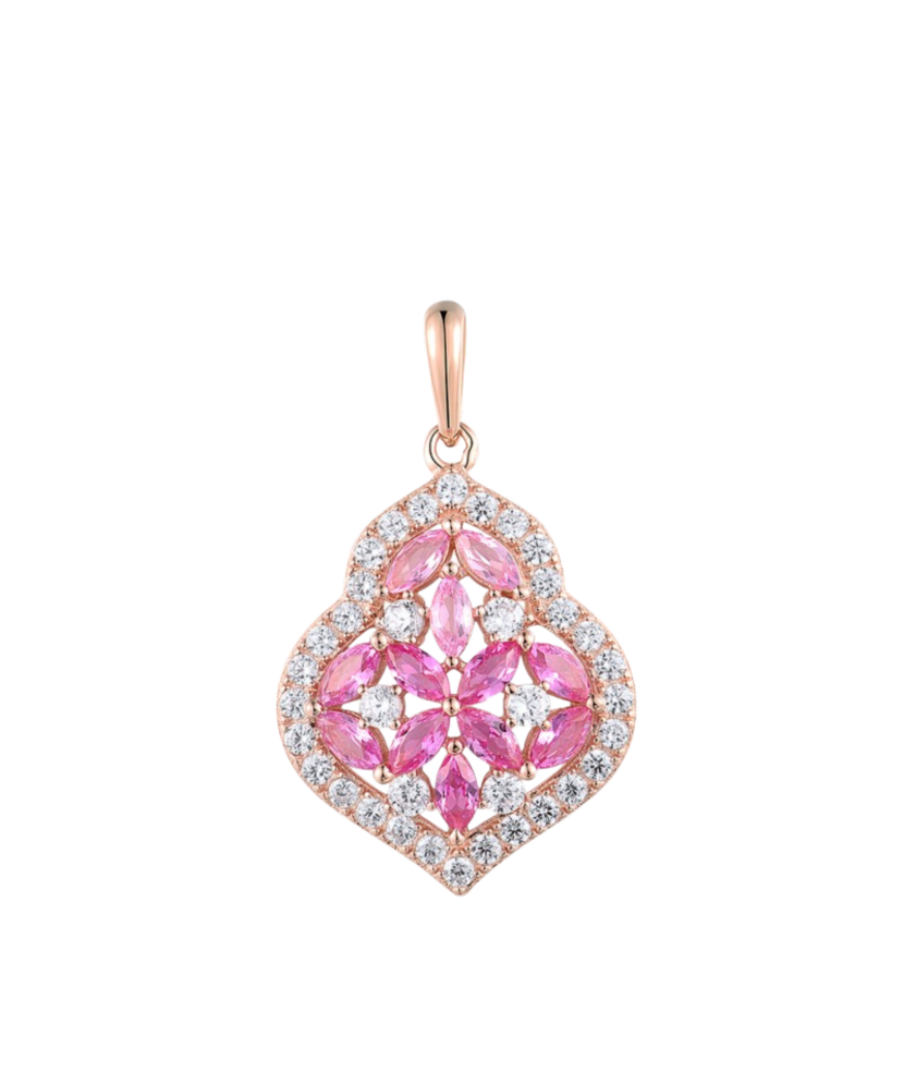 Gold-plated Silver pendant with nano sapphires and zircons