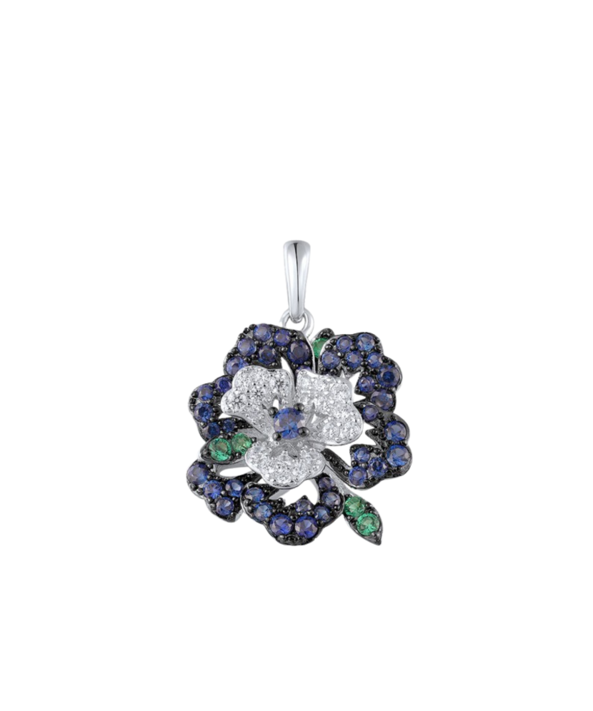 Sterling Silver pendant with nano sapphires, spinels and zircons