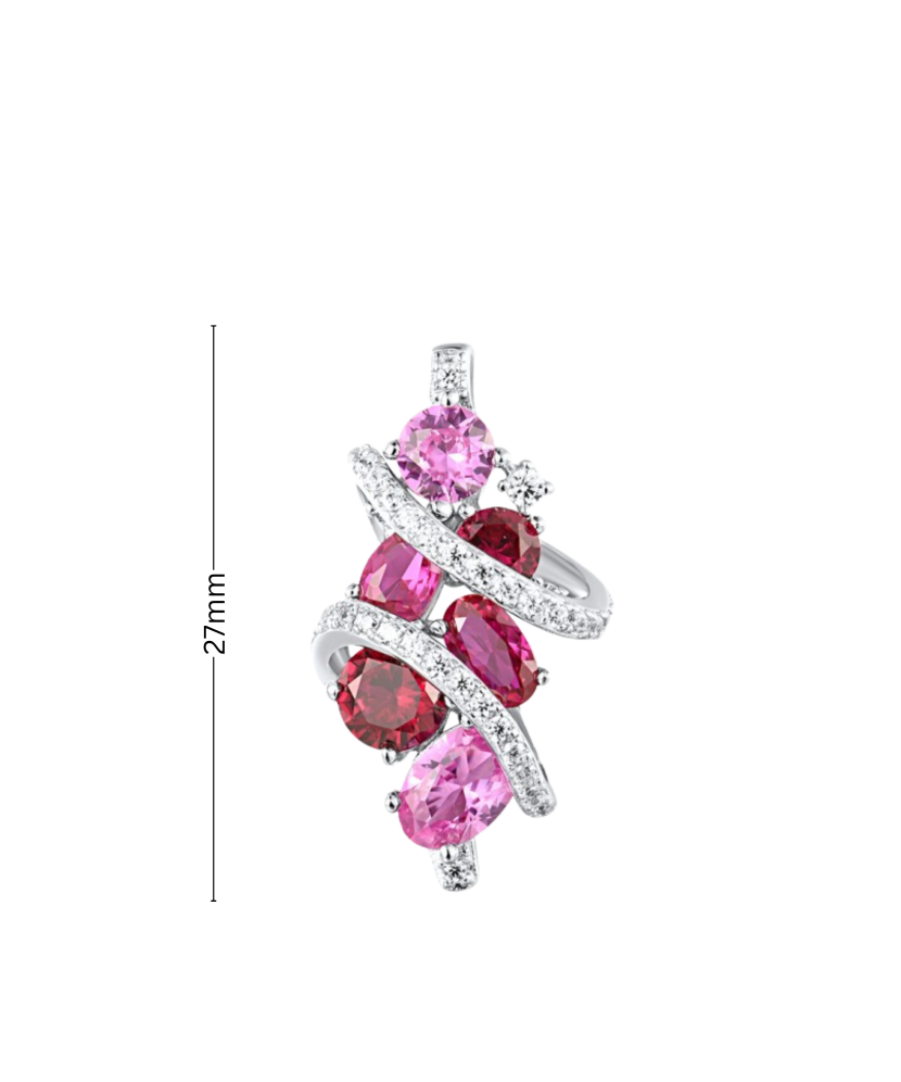 Sterling Silver pendant with nano rubies and zircons