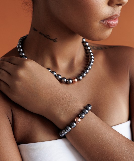 Bracelet with terahertz stones and gold-plated silver