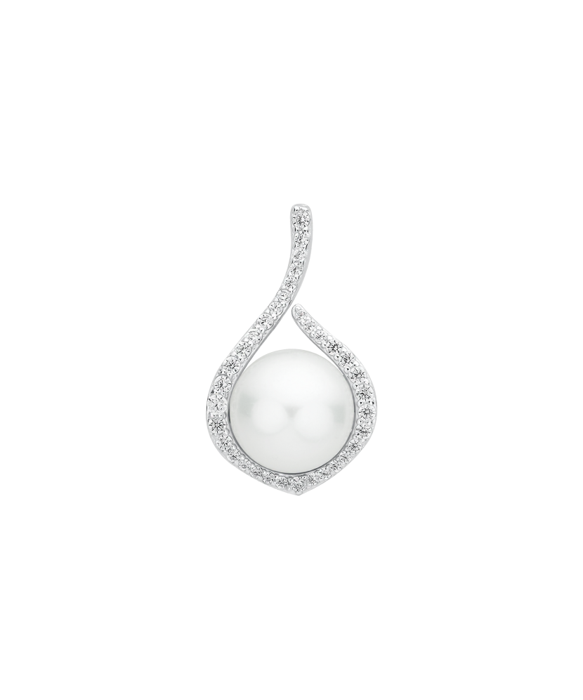 Sterling silver pendant with pearl and zirconium