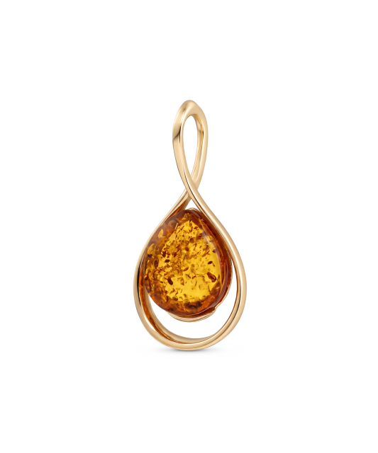 Gold pendant with amber