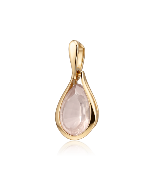 Gold pendant with rose quartz
