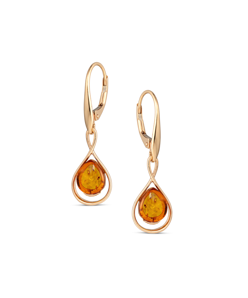 Gold earrings with amber
