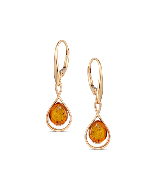 Gold earrings with amber