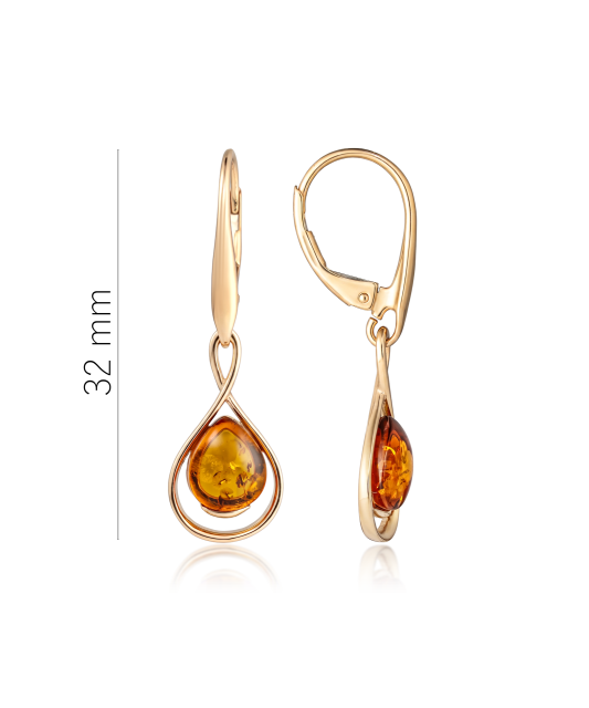 Gold earrings with amber