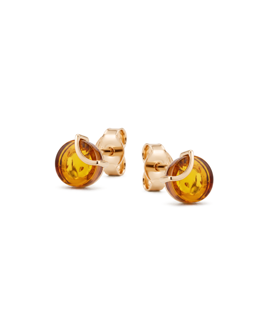 Gold earrings with amber