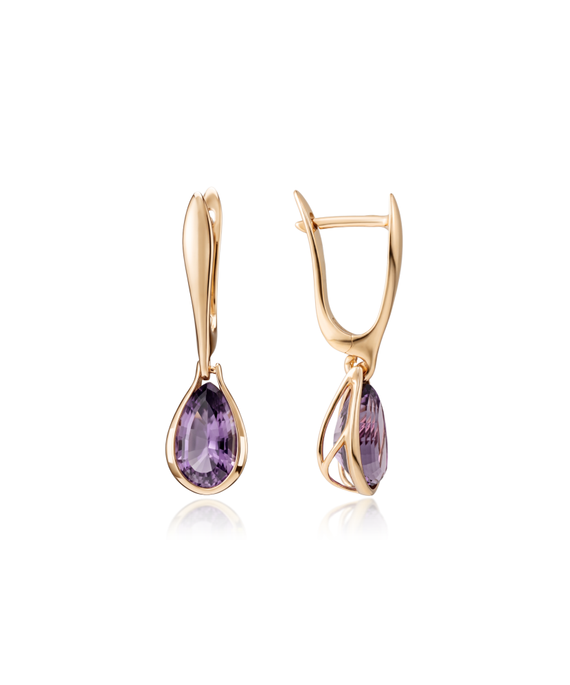 Gold earrings with amethysts