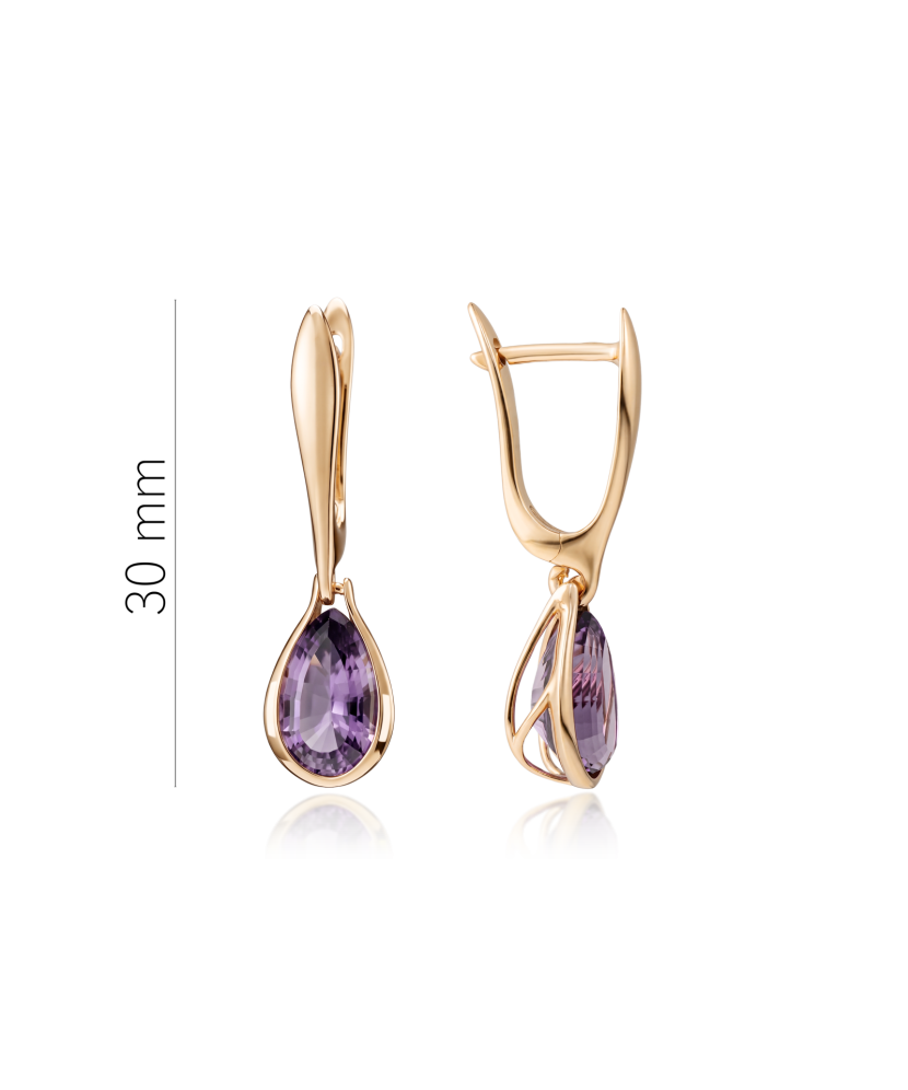 Gold earrings with amethysts