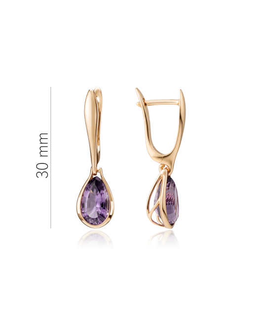 Gold earrings with amethysts