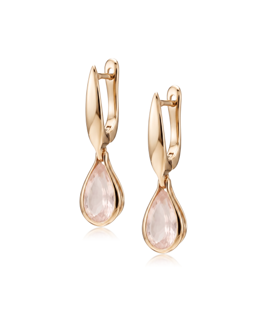 Gold earrings with rose quartz