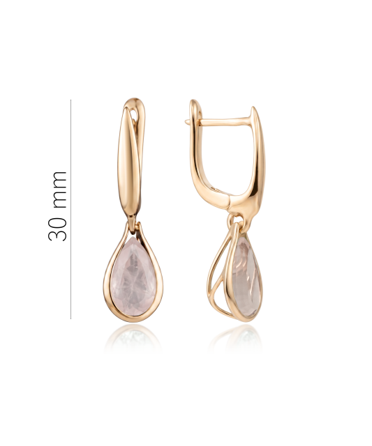 Gold earrings with rose quartz