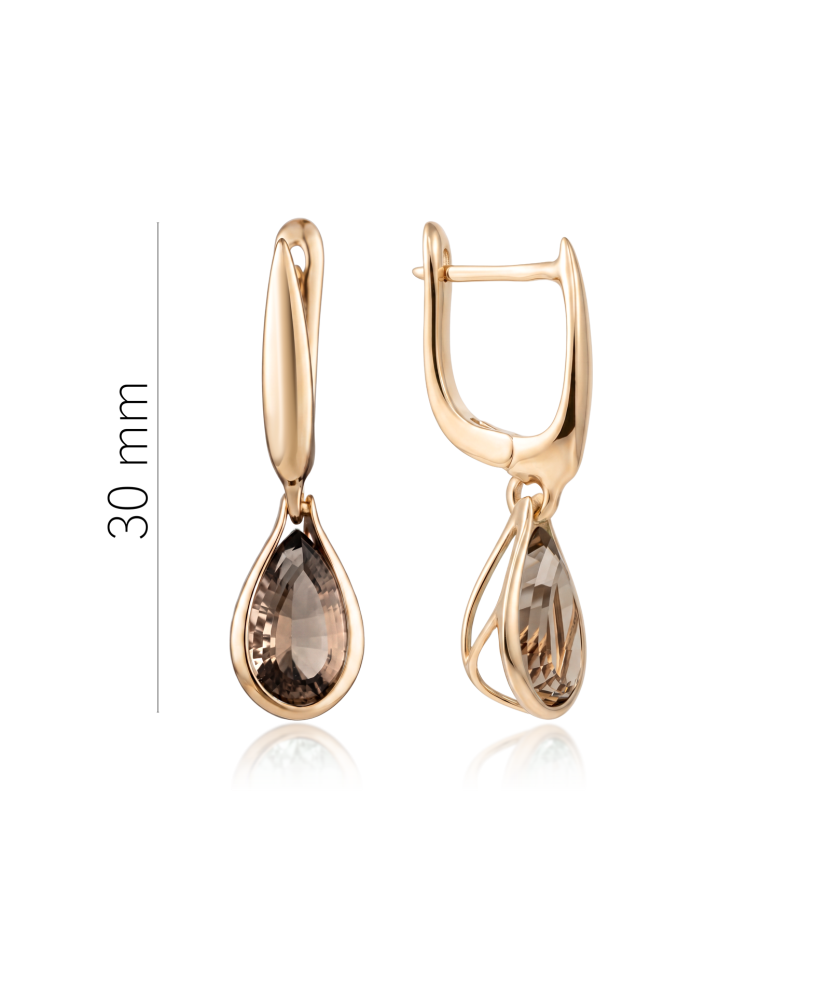 Gold earrings with smoky quartzes