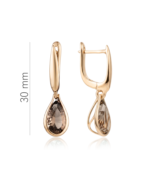 Gold earrings with smoky quartzes
