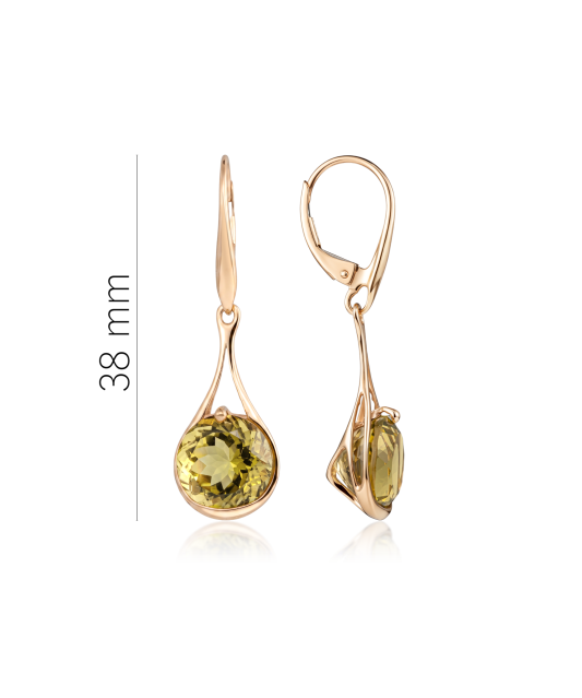 Gold earrings with green quartzes