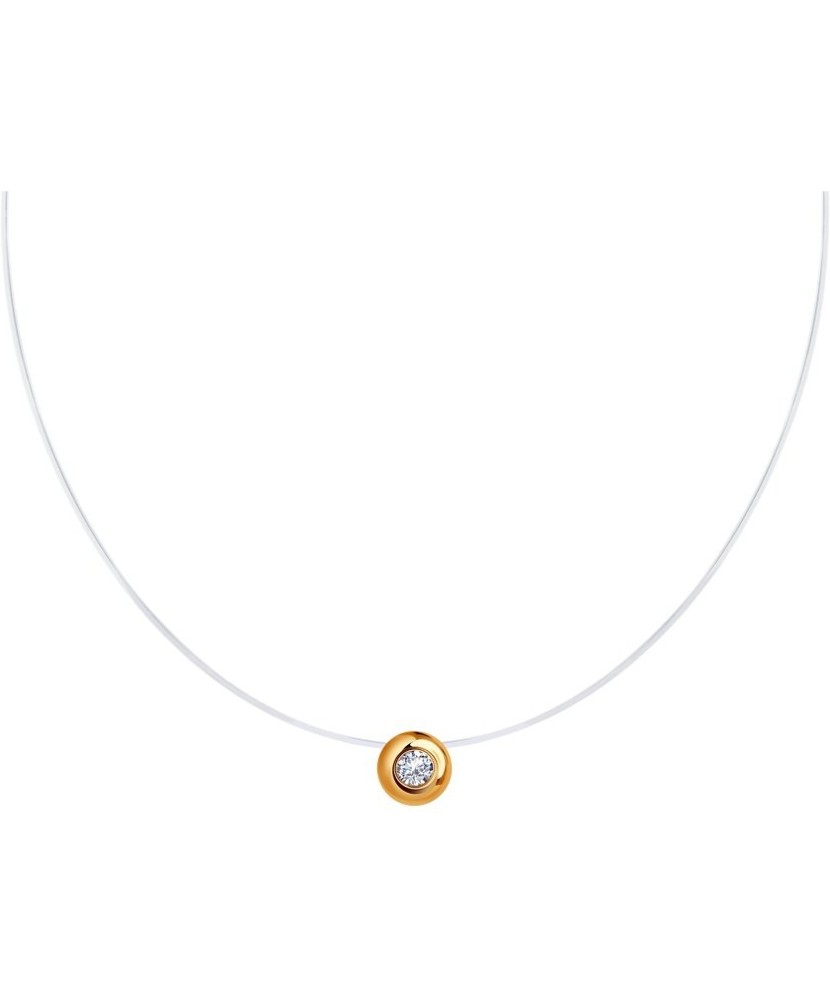 Gold pendant with zirconium on transparent silicone thread