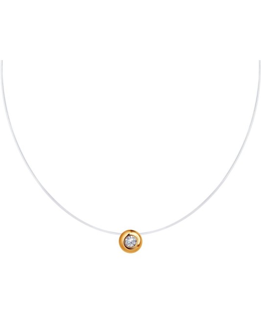 Gold pendant with zirconium on transparent silicone thread
