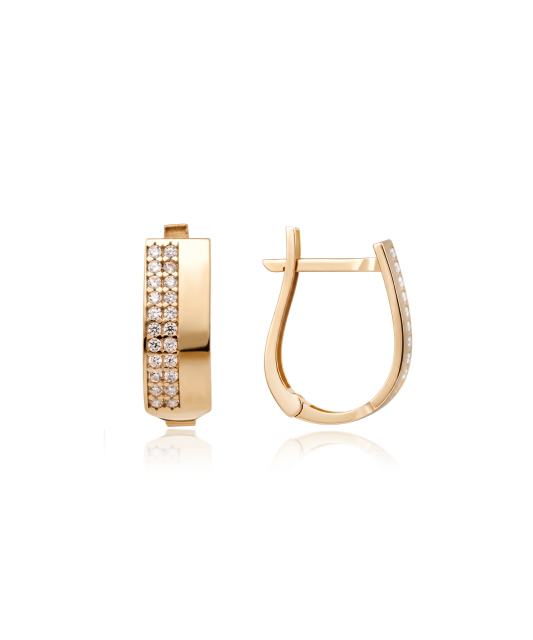 Gold earrings with zircons