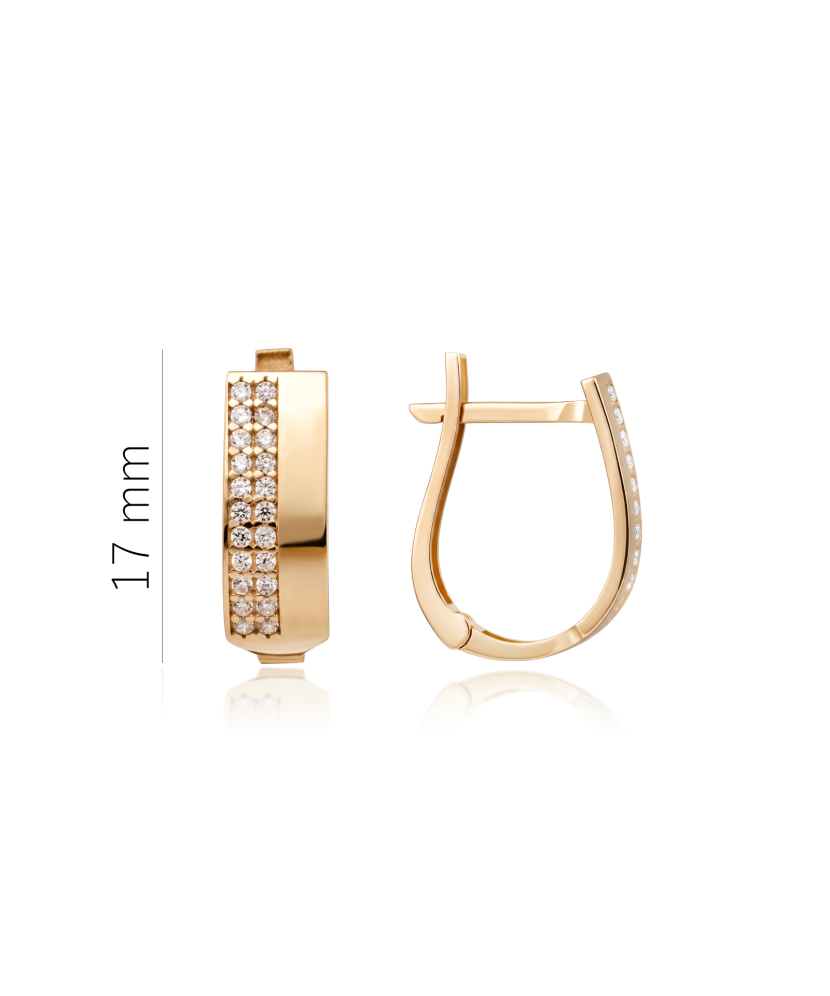 Gold earrings with zircons