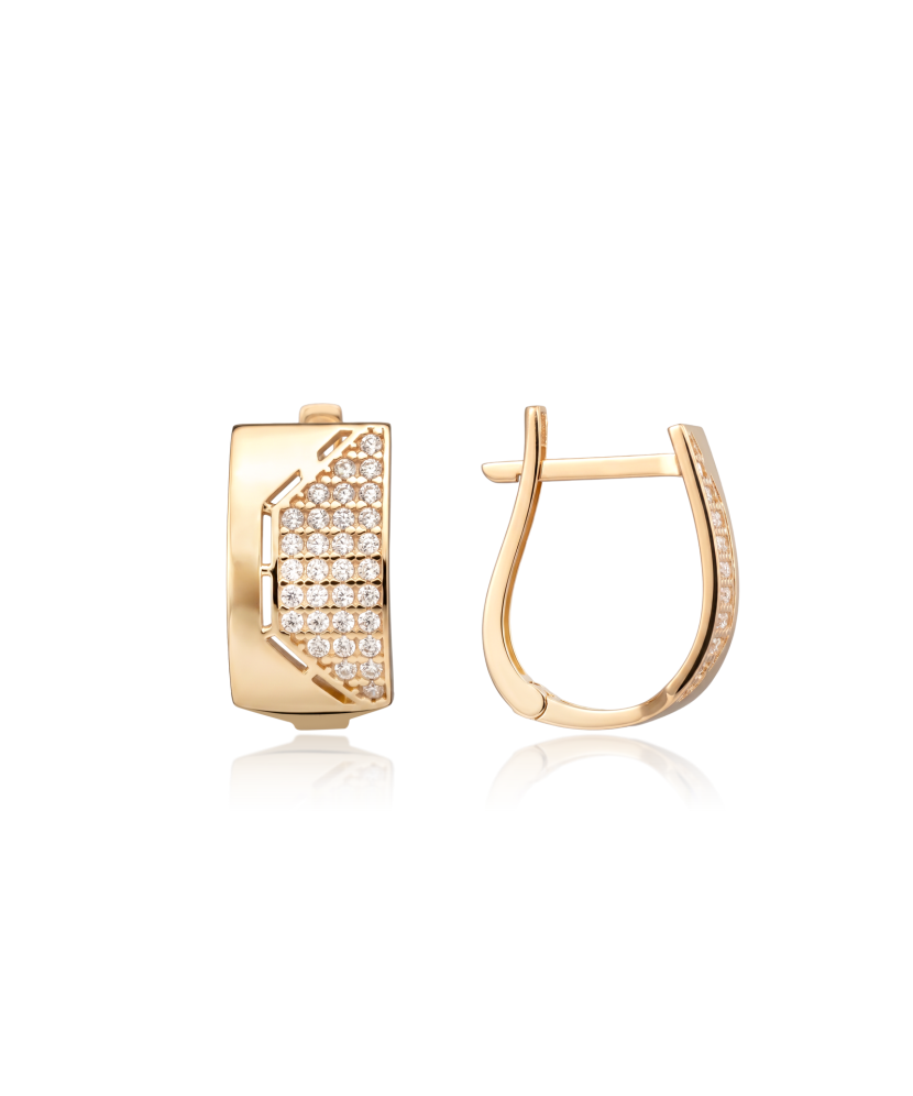 Gold earrings with zircons
