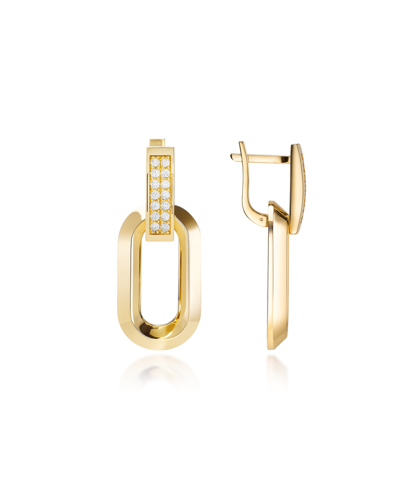 Yellow gold earrings with cubic zirconia