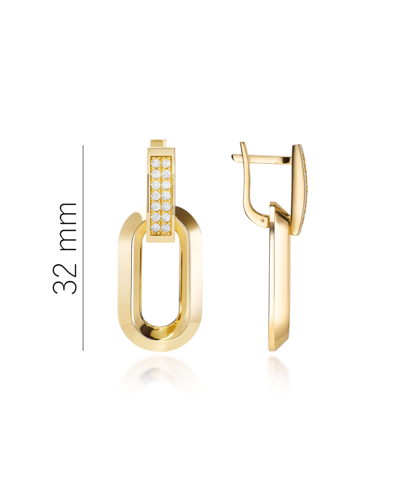 Yellow gold earrings with cubic zirconia