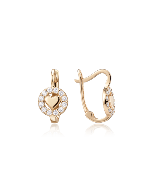 Gold earrings with zircons