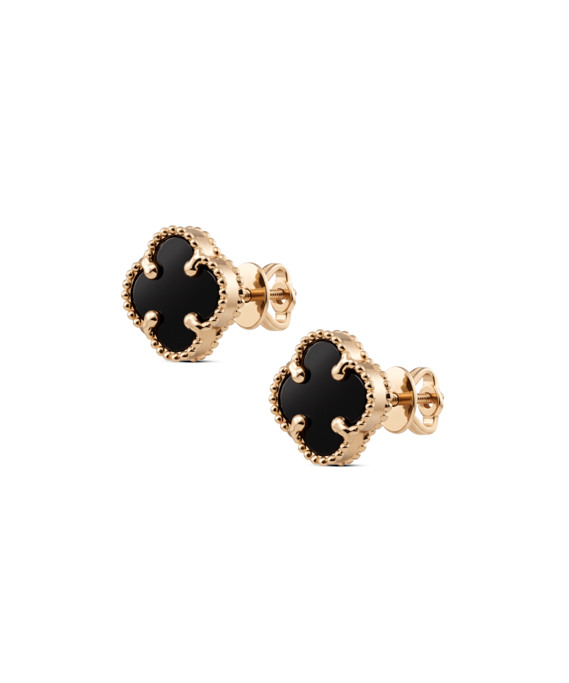 Gold earrings with onyx
