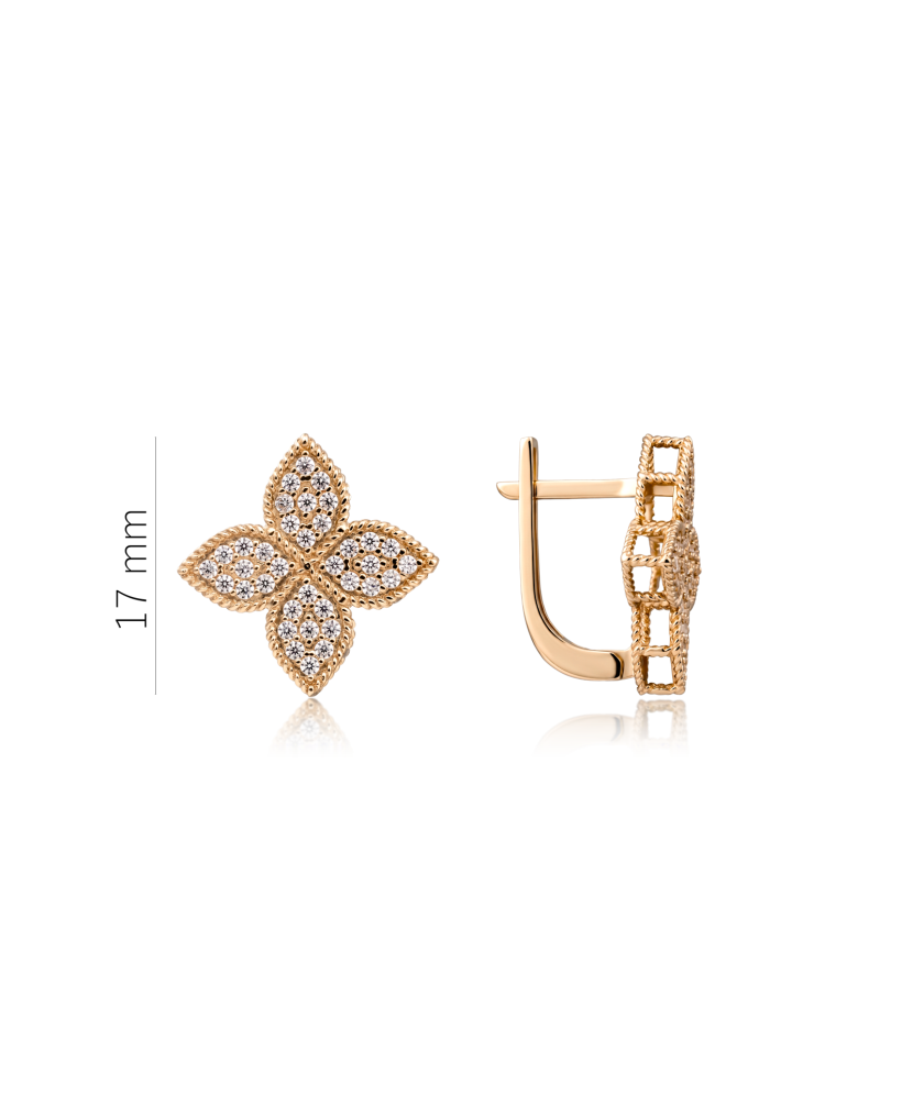Gold earrings with zircons