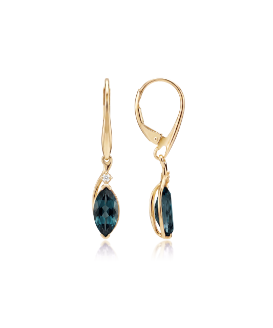 Gold earrings with London topazes and diamonds