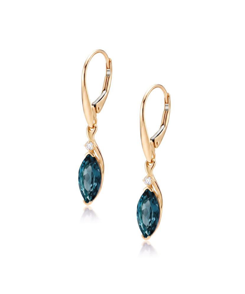 Gold earrings with London topazes and diamonds