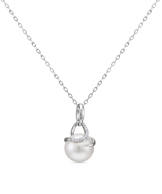 Gold chain with pearl and diamonds