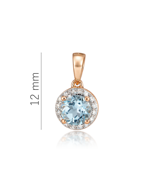 Gold pendant with diamonds and topaz