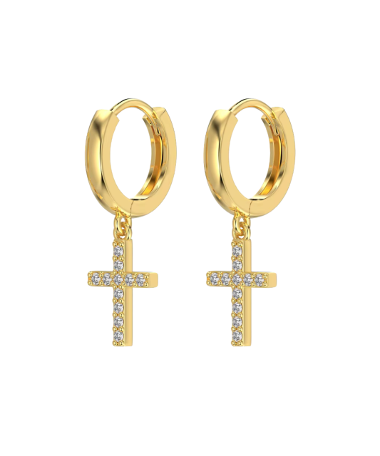 Gilded sterling silver earrings with zircons