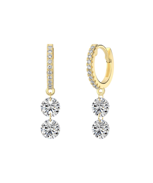 Gilded sterling silver earrings with zircons