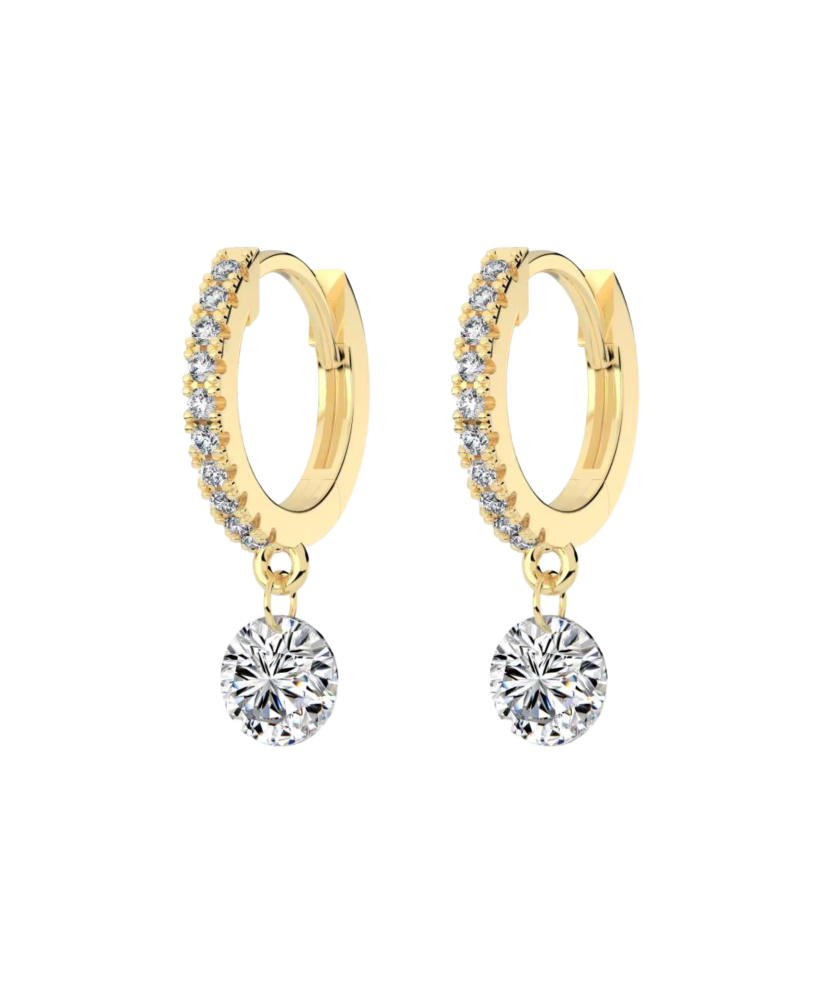 Gilded sterling silver earrings with zircons