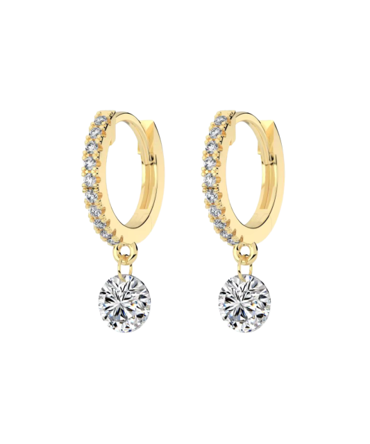 Gilded sterling silver earrings with zircons