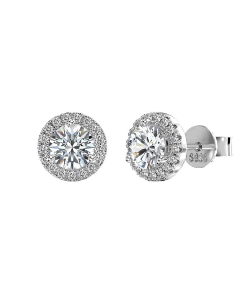 Sidabriniai auskarai su moisanitais 0,5CT