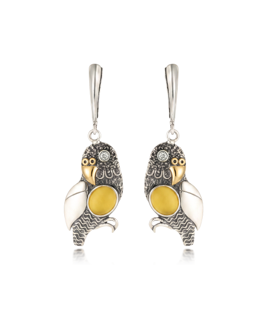 Sterling silver earrings with amber