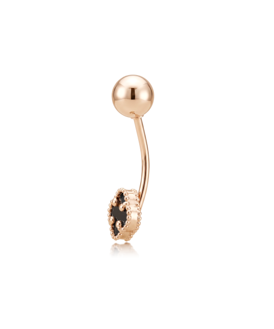 Gold belly button ring with onyx