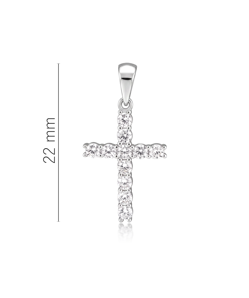 White gold pendant with zircons "cross" 22mm