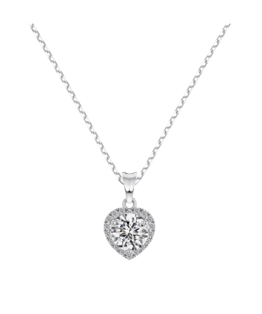 Silver chain with zircon pendant