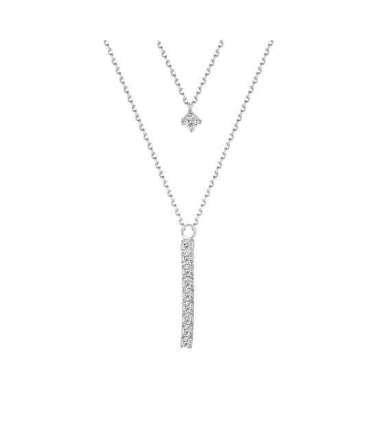 Silver chain with zircon pendant