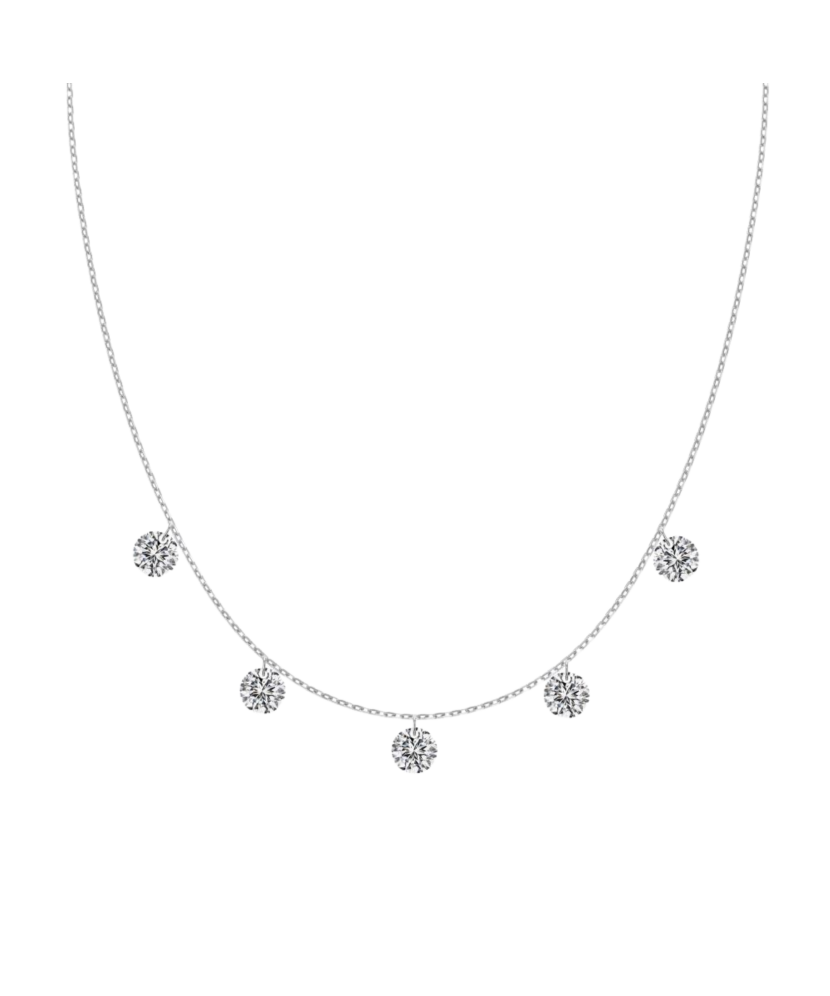 Silver chain with zircon pendant