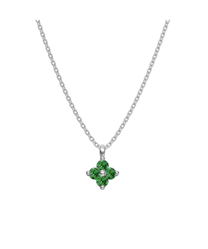Silver chain with zircon pendant