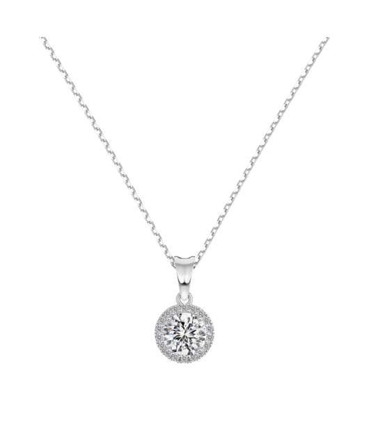Silver chain with zircon pendant
